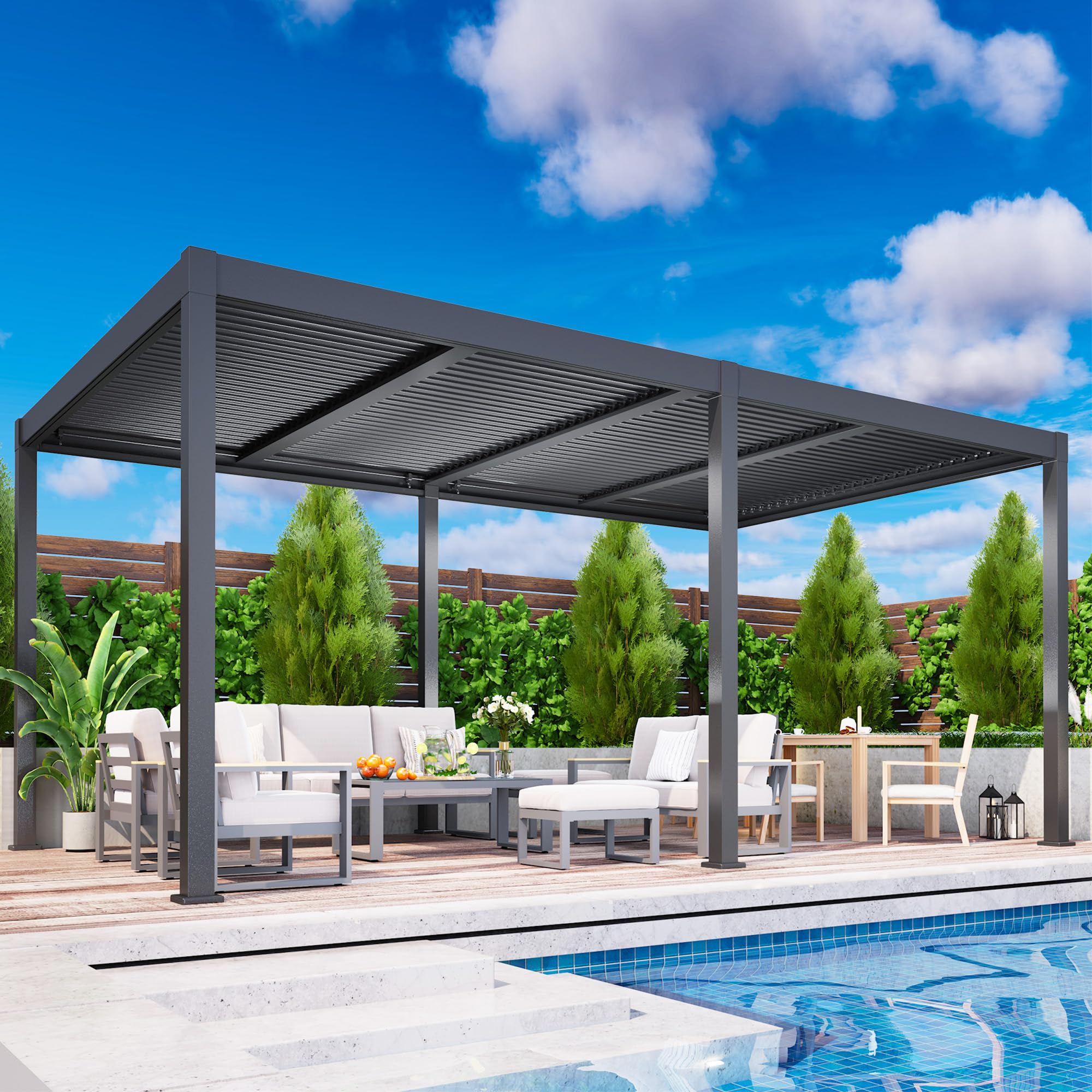 Amazon.co.jp: ルーバー付きパーゴラ 12フィートx20フィート フル